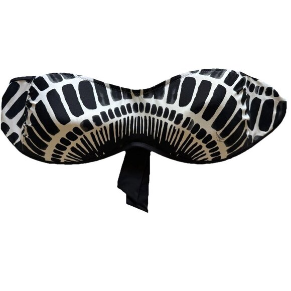 Trina Turk Bikini Top Women's Size 6 Tie Back Strapless 4 Gold Beads Geometric - Picture 1 of 4